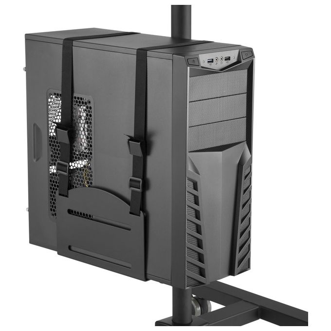 Equip 650171 Workstation Mobile per Monitor 17''-32'' con Vassoio Tastiera e Ruote Bloccabili colore Nero