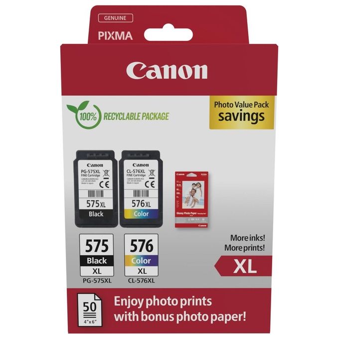 Canon 5437C006 Cartuccia d'inchiostro Originale Resa elevata XL Value Pack 2 pz Nero Ciano Magenta Giallo colore Nero