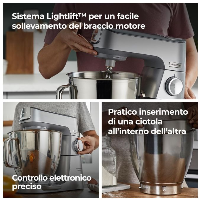 Kenwood Impastatrice Planetaria Titanium Chef Baker XL 7L 1200W con Bilancia