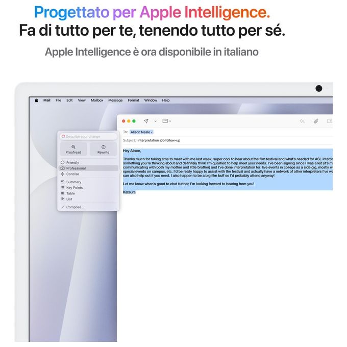 Apple MD3H4T-A iMac PC All-in-one Display Retina 4,5K 24'' Vetro Nano Texture Chip M4 CPU 10-core GPU 10-core 16 GB 256 GB SSD colore Argento