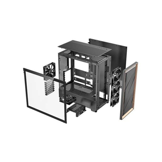 Antec FLUX Case PC Midi Tower Supporto E-ATX Pannello Laterale in Vetro Temperato e Inserti in Legno colore Nero