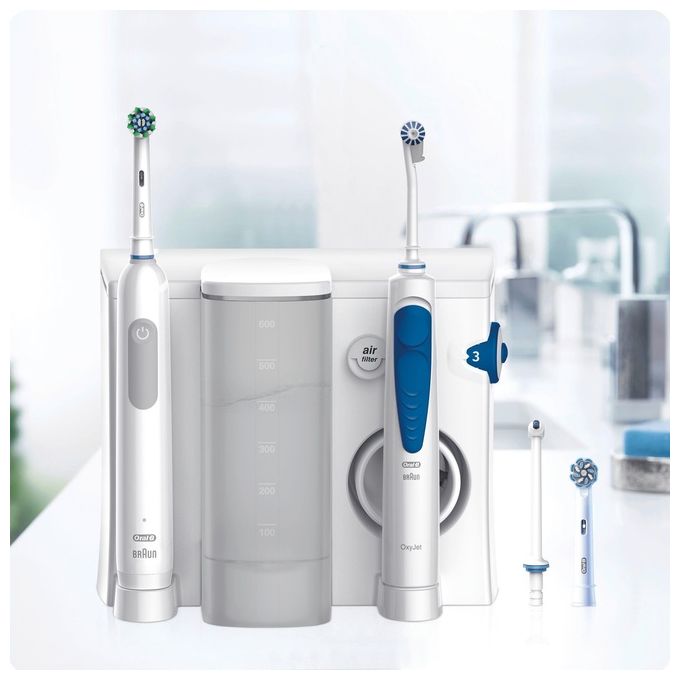 Oral-B 8006540840825 Pro Series 1 Spazzolino elettrico e Idropulsore Oxyjet Waterjet 2 Testine colore Bianco