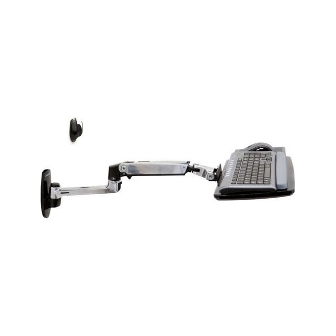 Ergotron Braccio LX per tastiera, polished aluminum, portata max 2.2Kg, sollevamento 33cm, inclinazione 80°, rotazione sx-dx 360°