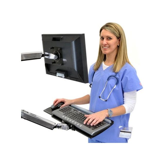 Ergotron Braccio LX per tastiera, polished aluminum, portata max 2.2Kg, sollevamento 33cm, inclinazione 80°, rotazione sx-dx 360°