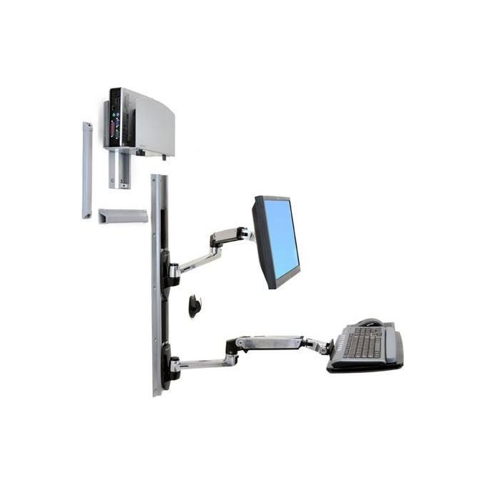 Ergotron Sistema di Montaggio a Parete LX con Supporto per CPU da 5cm a 20cm LCD e Tastiera in Alluminio