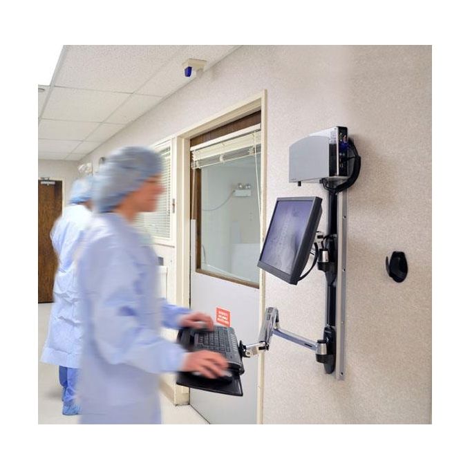 Ergotron Sistema di Montaggio a Parete LX con Supporto per CPU da 5cm a 20cm LCD e Tastiera in Alluminio