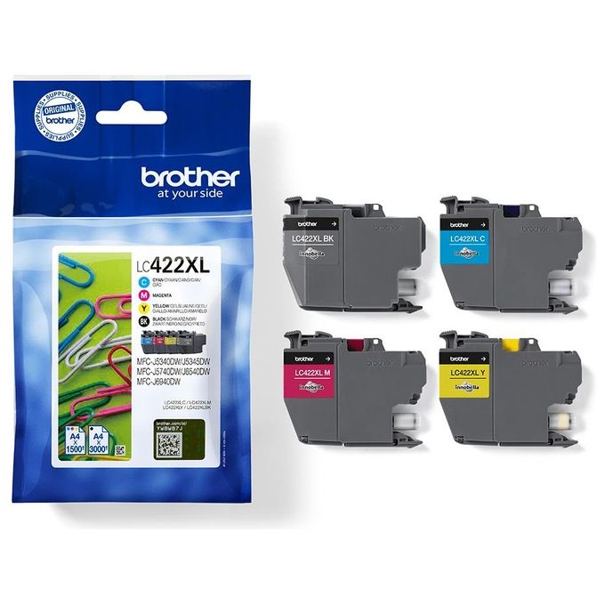 Brother LC422XLVAL Cartuccia Inkjet Originale Multipack Alta Capacita' 3000 pag Nero 1500 pag CMY colore Nero Ciano Magenta Giallo