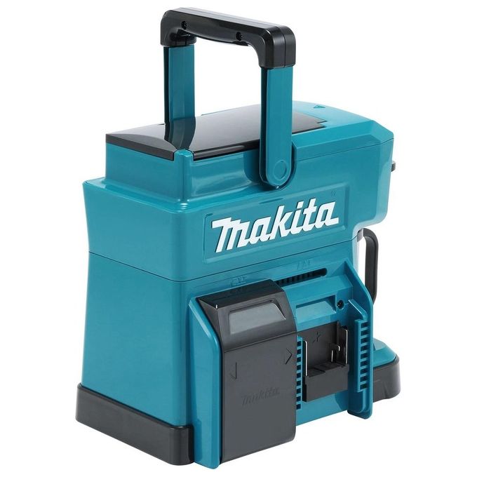 Makita DCM501Z Macchina da caffe' americano portatile con batteria 10,8-18V Li-ion serbatoio 240 ml compatibile cialde e caffe' macinato colore Nero Blu