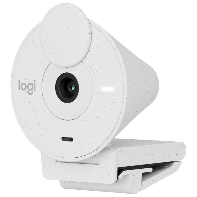 Logitech 960-001442 Brio 300 Webcam Full HD 1080p USB-C con Microfono Riduzione Rumore Copriobiettivo Privacy Certificata per Zoom Microsoft Teams Google Meet colore Bianco