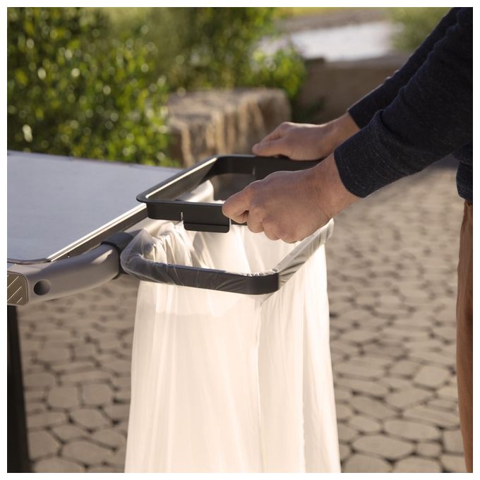 Weber 3400106 Works Kit Organizer Agganciabile per Barbecue con Porta Tovaglioli Porta Sacchetto e 4 Ganci per Utensili colore Nero