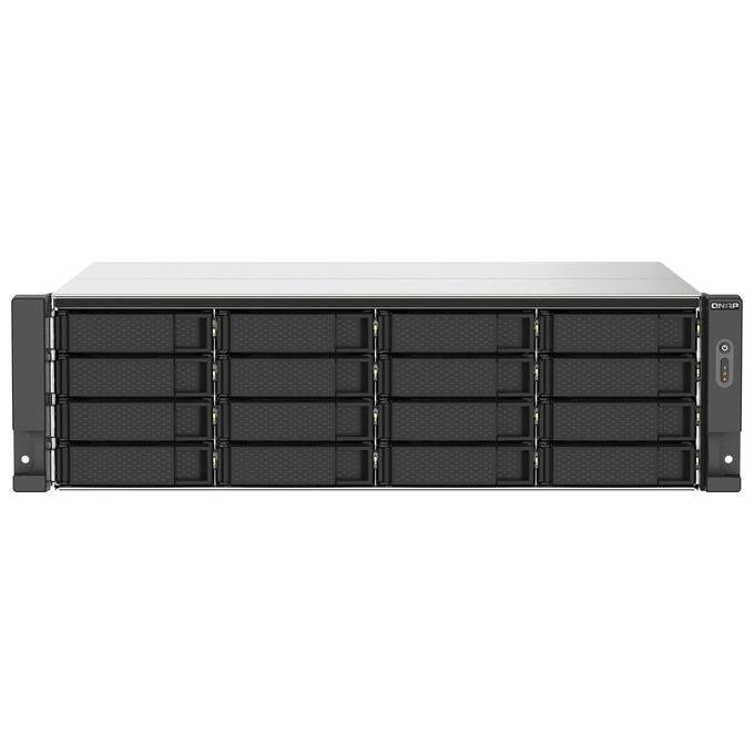 QNAP TS-1673AU-RP-16G TS-1673AU-RP Server NAS 16 Bays AMD Ryzen V1500B 16 GB DDR4 2x 2.5GbE RAID Supportato colore Nero Grigio