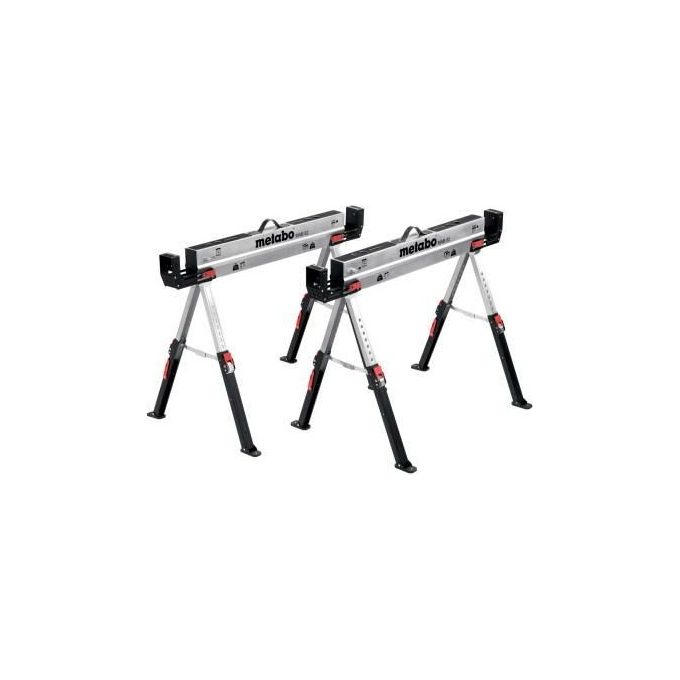 Metabo 626990000 MAB 82 Cavalletti da Lavoro Regolabili in Altezza con Supporti Laterali 590 kg per Singolo Cavalletto colore Nero Metallico