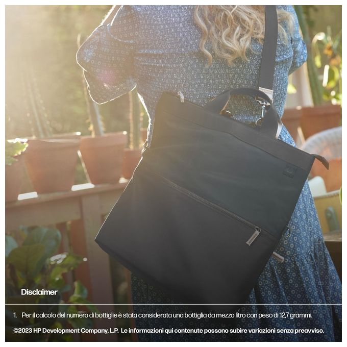 HP 9C2H1AA Borsa-zaino Convertibile per Laptop 14.1'' Zaino Pieghevole Tote Borsa a Mano e Tracolla colore Nero
