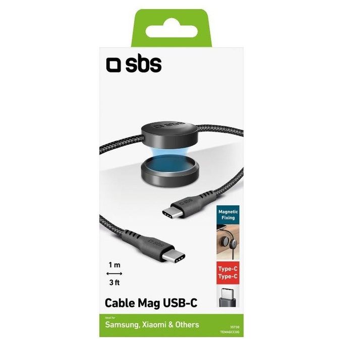 Sbs Cavo USB-C - USB-C con Supporto Magnetico Antigroviglio 1mt