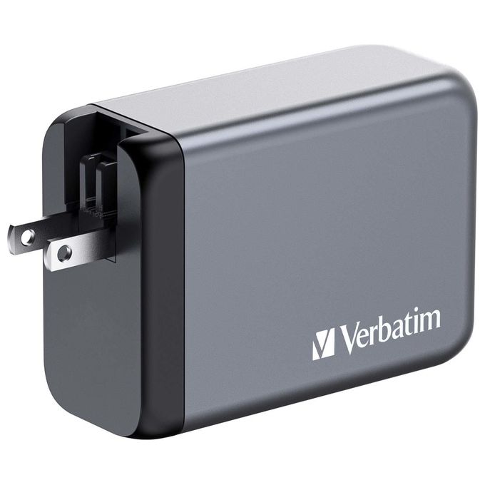 Verbatim 32205 GNC-240 Alimentatore GaN 240W con 3 USB-C PD 140W 100W 65W 1 USB-A QC 3.0 colore Nero Grigio