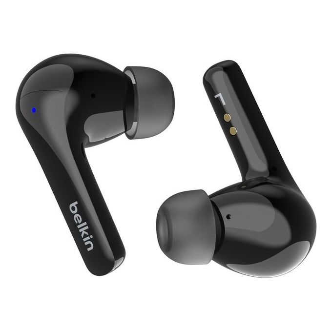 Belkin AUC010BTBK SoundForm Motion Auricolari True Wireless Cancellazione Attiva del Rumore Bluetooth 5.2 IPX5 fino a 24 ore di autonomia con custodia di ricarica wireless colore Nero