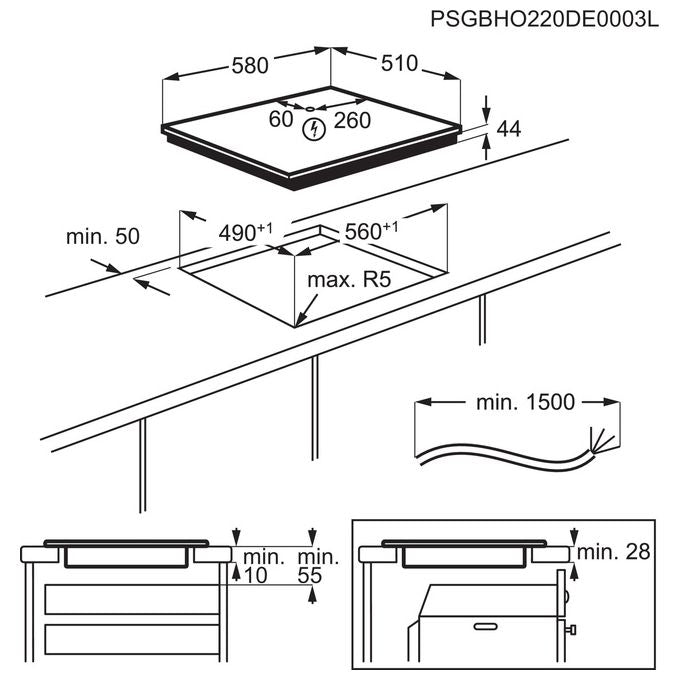 AEG 949 598 346 Serie 6000 Piano cottura a induzione 60 cm 4 zone DoubleBridge colore Nero