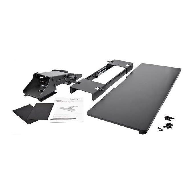 StarTech KBTRAYADJ Ripiano sotto scrivania regolabile per tastiera con supporto polsi e gestione cavi inclinazione ±15° rotazione ±20° colore Nero