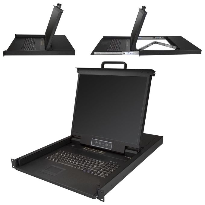 StarTech RKCONS1916K Console KVM da Rack 1U 19'' 16 Porte VGA LCD 1280 x 1024 Pixel con Touchpad Tastiera USB PS-2 Nero