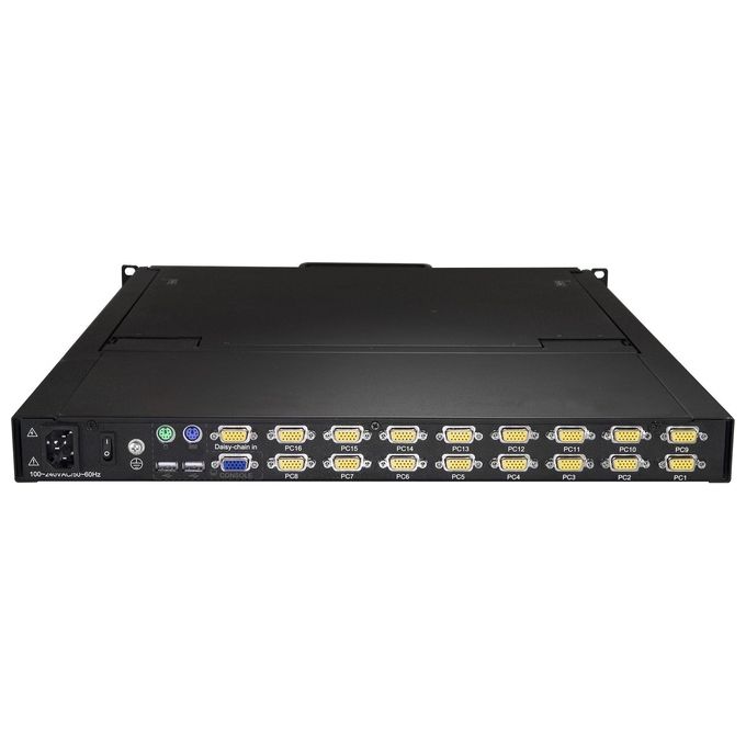 StarTech RKCONS1916K Console KVM da Rack 1U 19'' 16 Porte VGA LCD 1280 x 1024 Pixel con Touchpad Tastiera USB PS-2 Nero