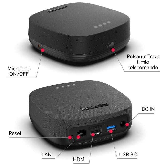 Thomson BOX PLUS 270G Streaming Box 4K Ultra HD Google TV Android 12 3GB 32GB Wi-Fi Dolby Vision colore Grigio