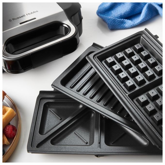 Russell Hobbs 26810-56 Creations Tostiera 3 in 1 Sandwich Waffle Griglia Antiaderente 750W piastre rimovibili colore Nero
