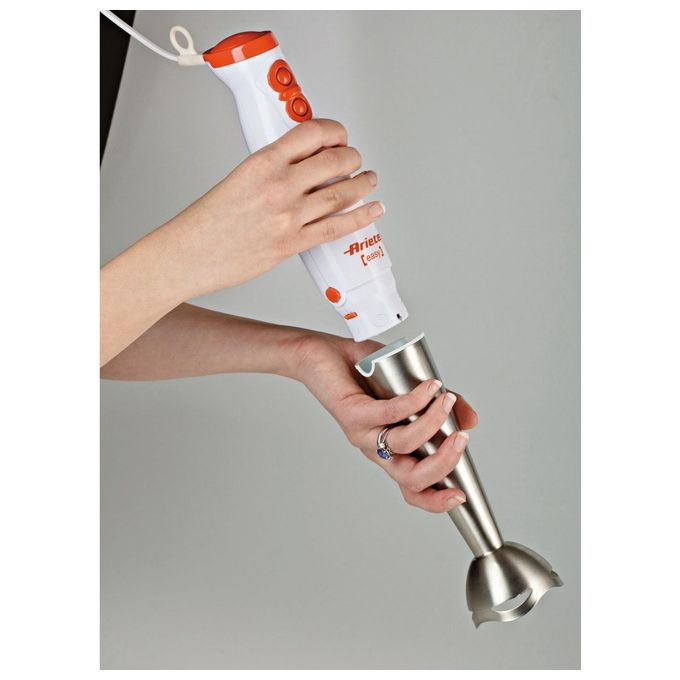 Ariete 881 Pimmy 200 Frullatore ad immersione 200 watt, Gambo staccabile in acciaio inox Bianco-Arancio e Acciaio Inox