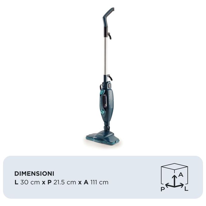 Ariete 4175-01 Steam Mop Foldable Scopa a Vapore 10 in 1 Pieghevole 1500W 0.35L autonomia 18 min colore Blu