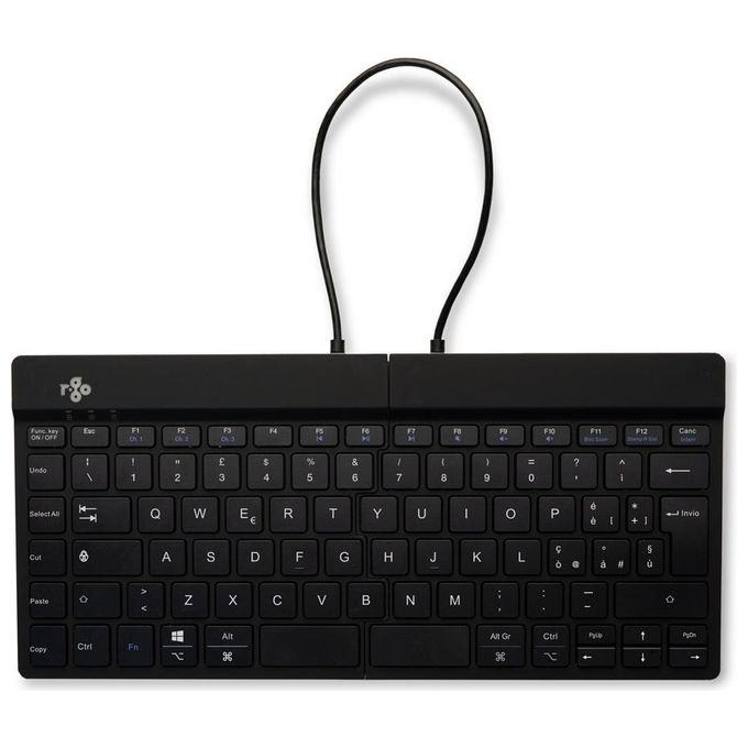 R Go Tools RGOSBITWLBL R-Go Split Break Tastiera ergonomica split Bluetooth 5.0 QWERTY Italiano con software pause LED e design ripiegabile colore Nero