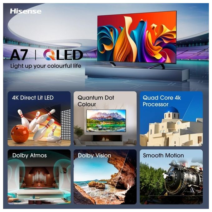 Hisense 55A79NQ Smart TV 55'' QLED 4K Ultra HD VIDAA Dolby Vision Dolby Atmos Wi-Fi colore Nero
