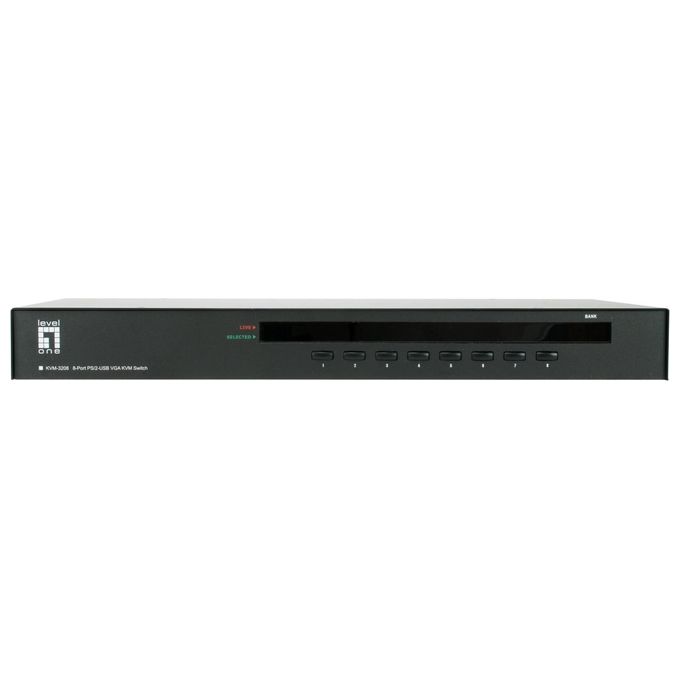 LevelOne KVM-3208 Switch KVM a 8 Porte USB PS-2 VGA Risoluzione 2048 x 1536 Pixel Montaggio Rack 1U colore Nero