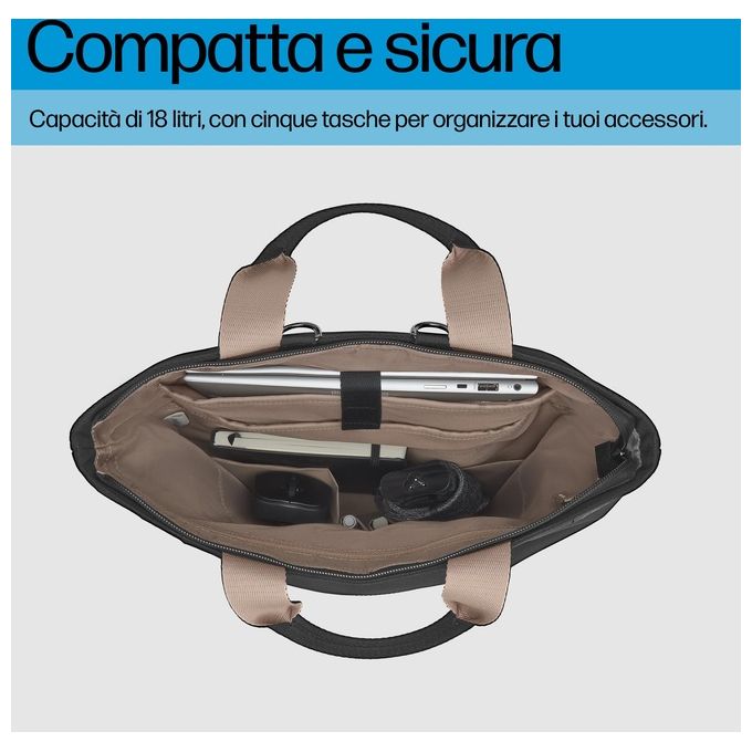 HP 9C2H1AA Borsa-zaino Convertibile per Laptop 14.1'' Zaino Pieghevole Tote Borsa a Mano e Tracolla colore Nero