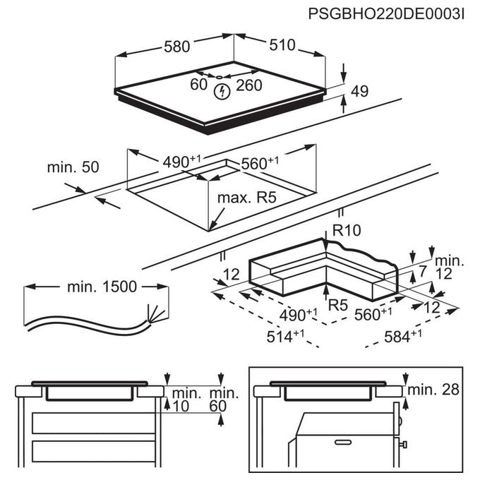 AEG 949 598 346 Serie 6000 Piano cottura a induzione 60 cm 4 zone DoubleBridge colore Nero