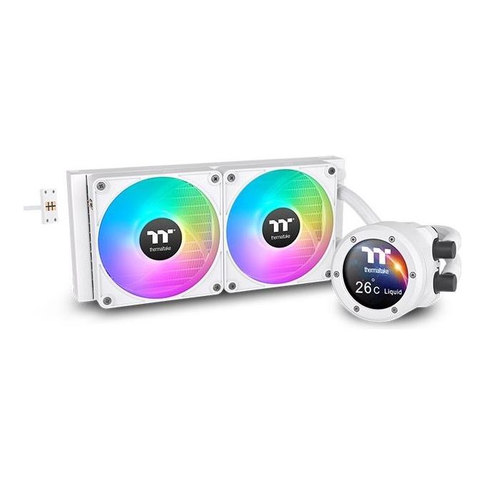 Thermaltake CL-W425-PL12SW-A TH240 V2 Ultra EX ARGB Raffreddatore a Liquido All-In-One 240mm con Display LCD 480x480 e Ventole CT120 EX ARGB Sincronizzate colore Bianco