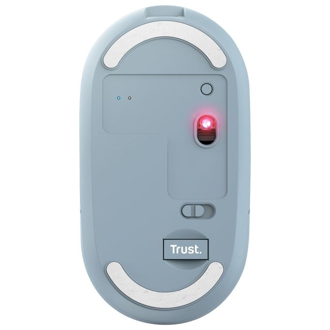 Trust 24126 Puck Mouse Wireless Ricaricabile RF Bluetooth 1600 DPI Ambidestro Silenzioso USB-C colore Blu