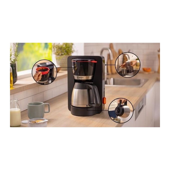 Bosch TKA6M273 MyMoment Macchina da caffe' Termica Capacita' 1,1 L 8-12 Tazze 1000 W Sistema Aroma+ Serbatoio Rimovibile colore Nero