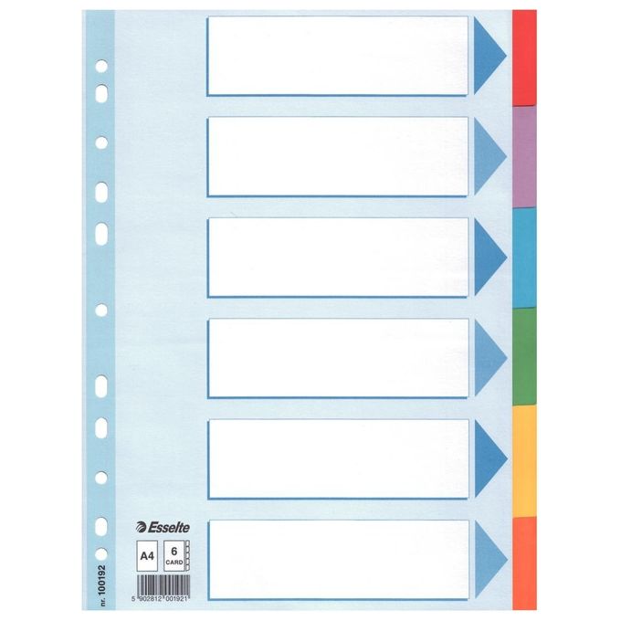Esselte Cf20 Intercalar Carton 6 Tcolors A4