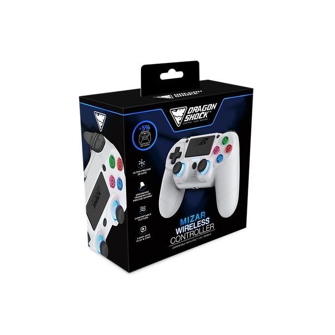 DragonShock DSCPS4-WH Mizar Gamepad Wireless PS4 PC Dispositivi Mobili Bluetooth 8 m 620 mAh colore Bianco