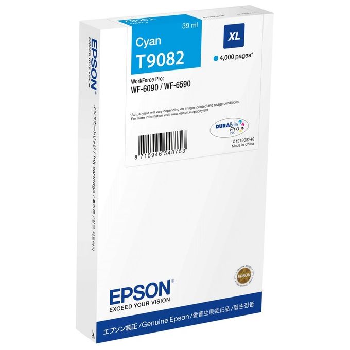 Epson C13T90824N Cartuccia d'inchiostro Originale Ciano XL Resa 40000 pagine colore Ciano