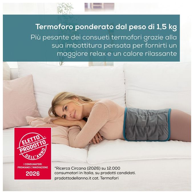 Beurer 20039 HK 145 Cuscino Termico Ponderato con Peso 1500g 6 Livelli Temperatura Spegnimento Automatico 60x30 cm colore Grigio