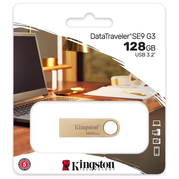 Kingston Technology DataTraveler 128Gb 220MB-s Drive USB 3.2 Gen 1 in Metallo SE9 G3