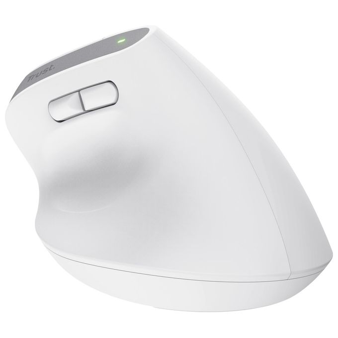 Trust 25399 Bayo+ Mouse Ergonomico Wireless Multidispositivo 6 Pulsanti 800-2400 DPI Ricaricabile colore Bianco