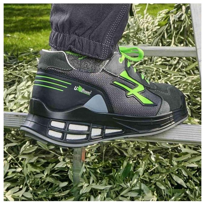 U-Power 001093360 Egon Scarpe Antinfortunistiche S1P SRC ESD Taglia 41 Puntale Alluminio Antiperforazione Antiscivolo Antiolio colore Nero Verde