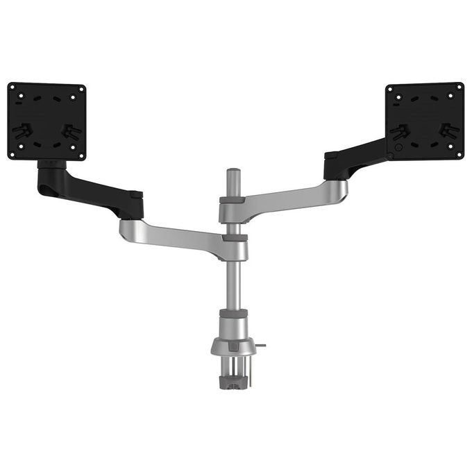 R Go Tools RGOVLZE4TWSI Braccio doppio per monitor Regolabile per 2 monitor fino a 26'' Carico 8 kg ciascuno colore Nero-Silver