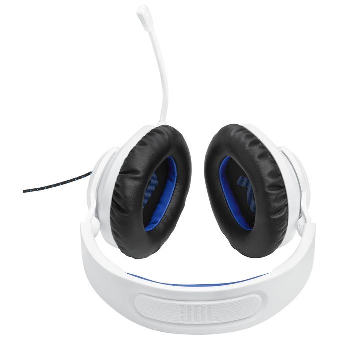 JBL JBLQ100PWHTBLU Quantum 100P Cuffie Gaming Over Ear con Filo Microfono Boom Rimovibile Audio 3D PS5 PS4 PC colore Bianco e Blu