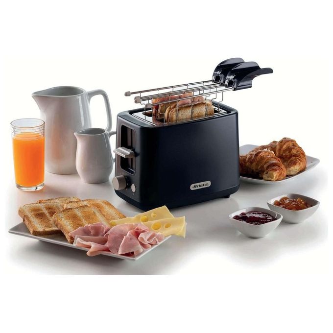 Ariete 157 Breakfast Tostapane 2 Fette 760W 7 Livelli di Doratura Pinze Acciaio Inox Pulsante Stop colore Nero