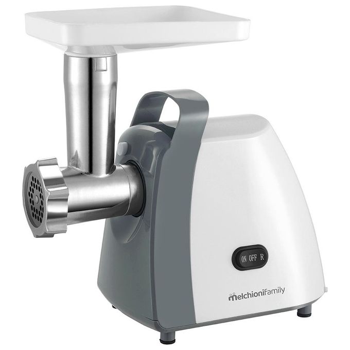 Melchioni FAMILY 118420214 TRITONE Tritacarne e Passapomodoro 250 W Funzione Reversibile con 3 Piastre e Adattatori colore Bianco Grigio