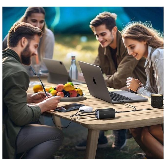 Conceptronic OZUL06BE Caricatore USB PD 3.1 a 6 Porte 200 W con Tecnologia GaN e Cavo USB-C Incluso colore Nero