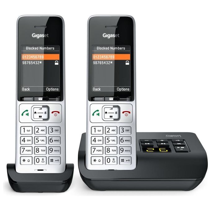 Gigaset L36852-H3023-B101 COMFORT 500A duo Telefono analogico DECT con vivavoce e identificatore di chiamata colore Nero Argento