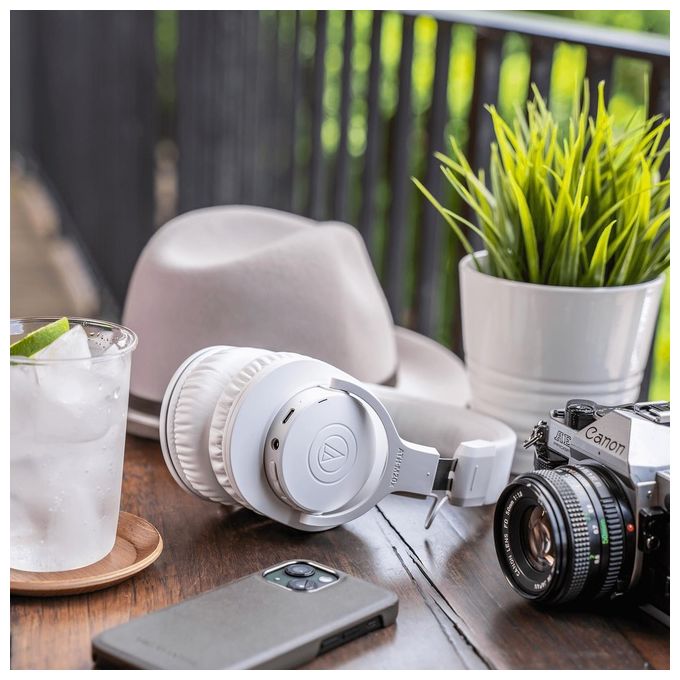Audio-Technica ATH-M20XBT Cuffia a Padiglione Wireless Bluetooth 5.0 con Microfono Integrato 60h autonomia colore Bianco